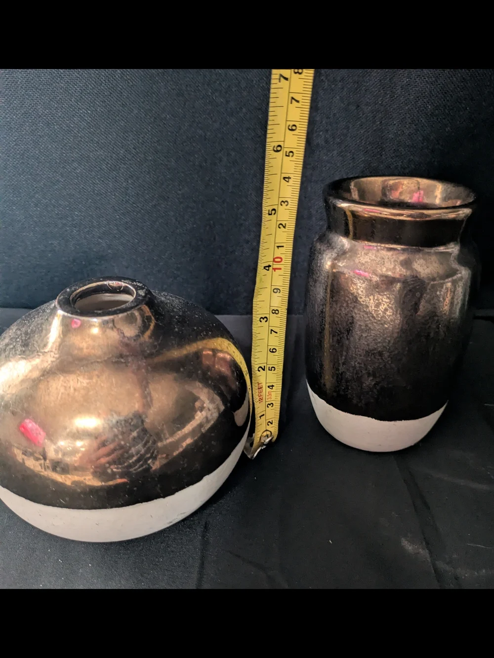 Nate Berkus Metallic Bronze and Ivory Ceramic Vase Pair